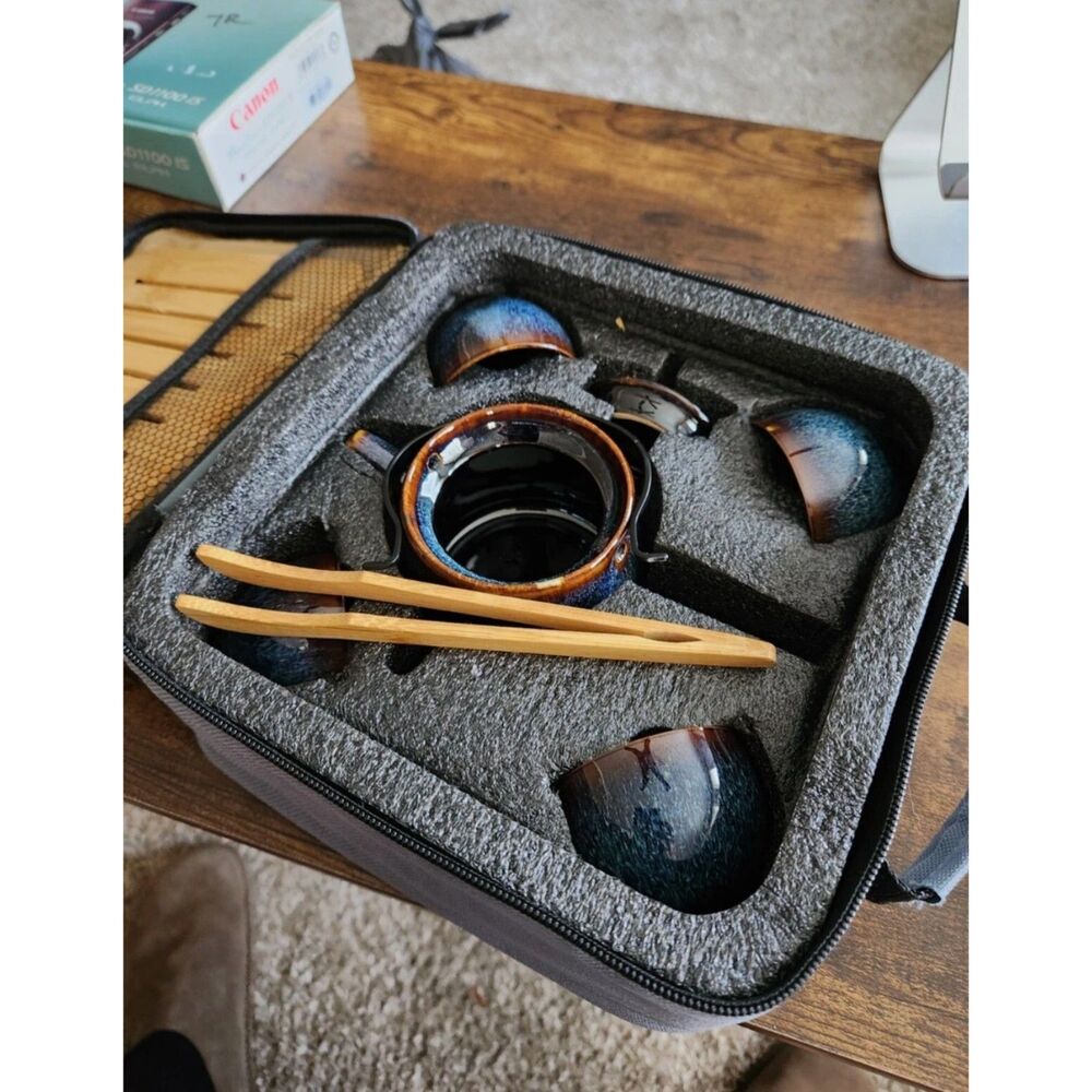ceramic Chinese Kungfu Tea Set Portable Travel Tea Set in case